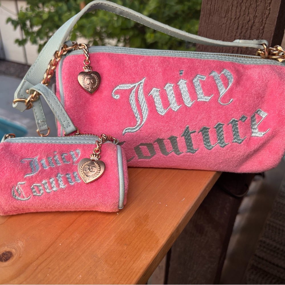 SOLD DO NOT BUY Juicy Couture Pink and Mint Clutch & Wristlet Set